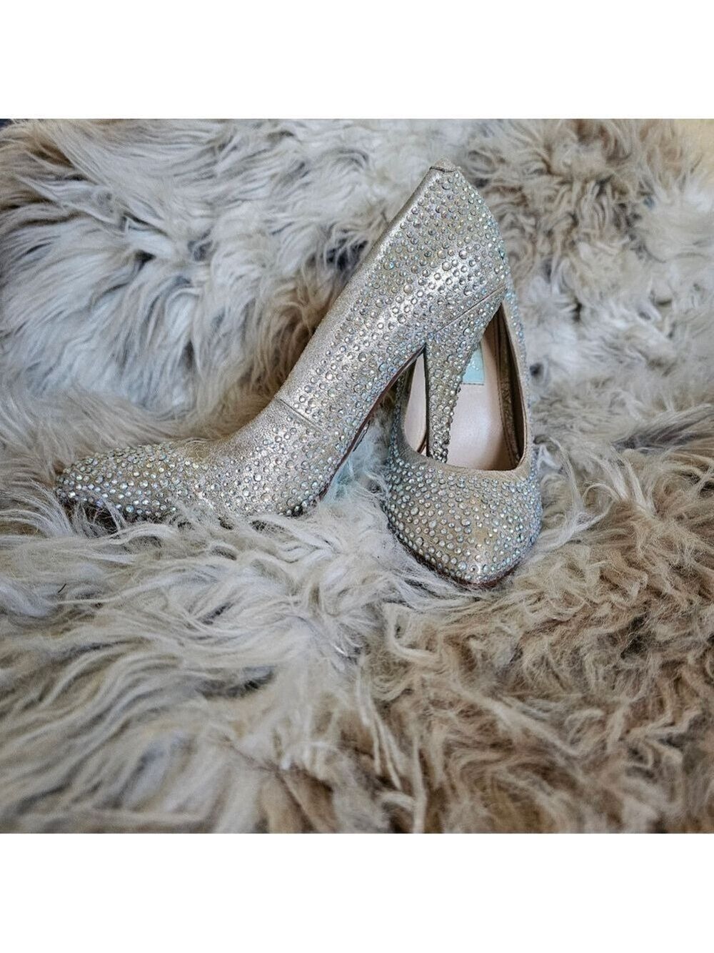 Something Blue Silver Rhinestone Heels Women's